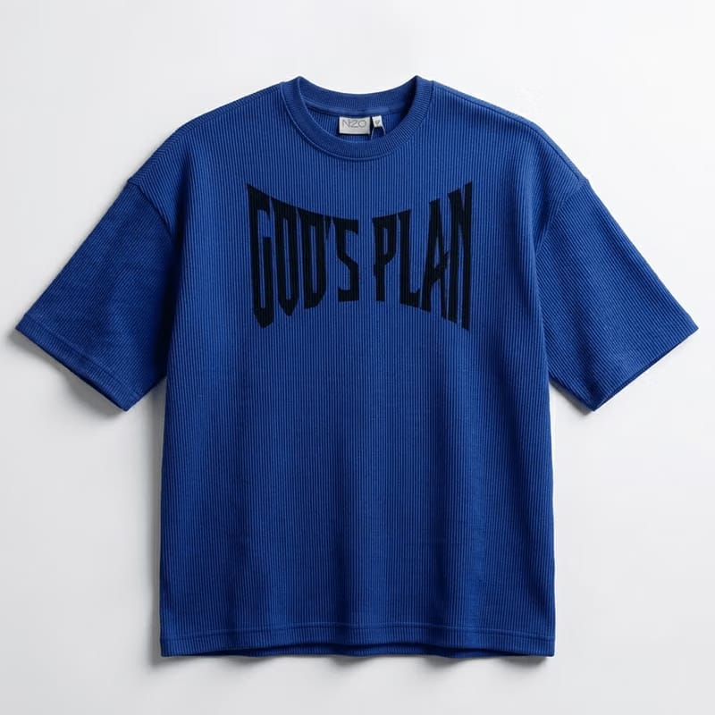 God's Plan | Waffle T-Shirt | Blue
