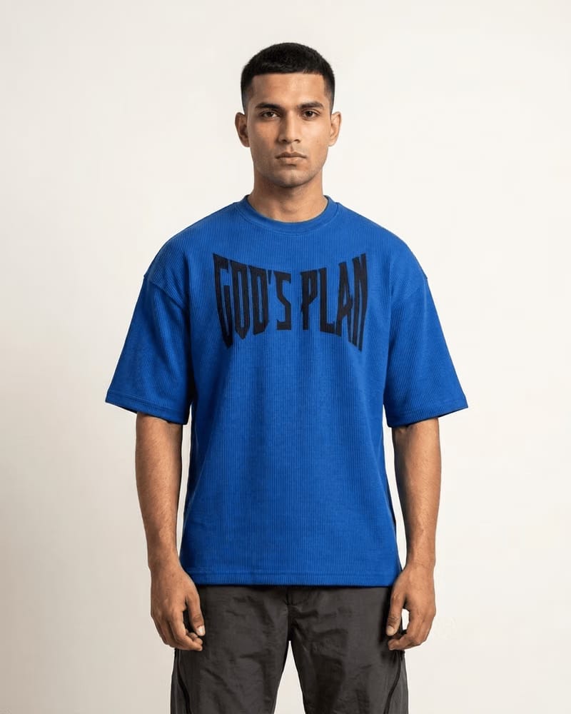 God's Plan | Waffle T-Shirt | Blue