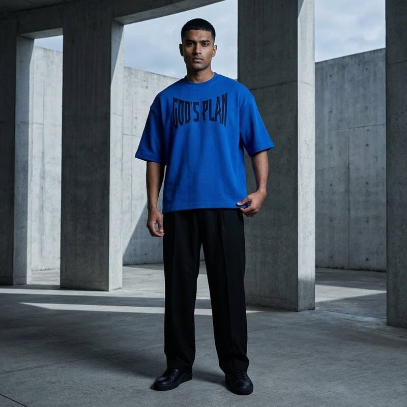 God's Plan | Waffle T-Shirt | Blue