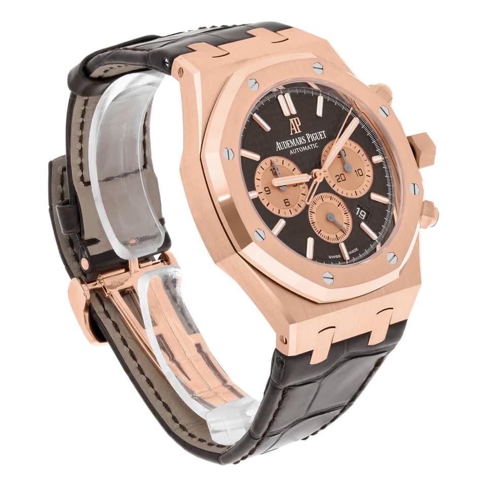 Audemars Piguet Royal Oak Chronograph26331 OR.OO.D821 CR.01 Chocolate Dial Brown Leather Rose Gold Watch