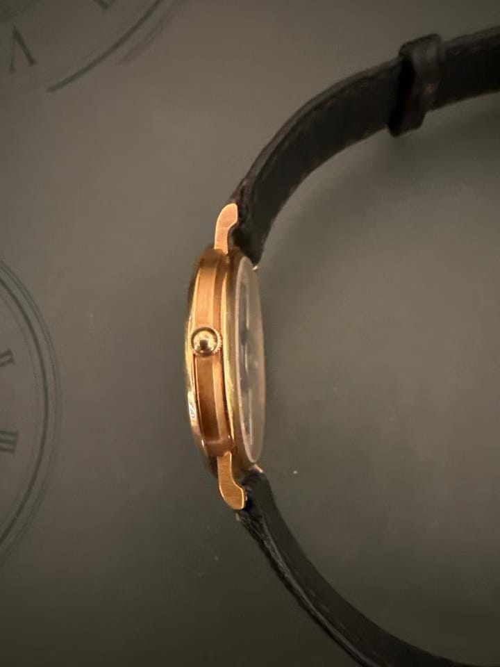 Audemars Piguet Gentlemans Automatic Wristwatch 18 CT Gold Case Black Strap