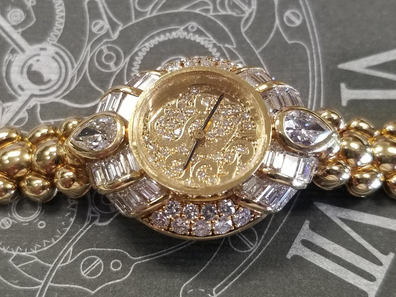 Audemars Piguet Ladies Gold Set With Diamond Baguette Watch Diamond Dial
