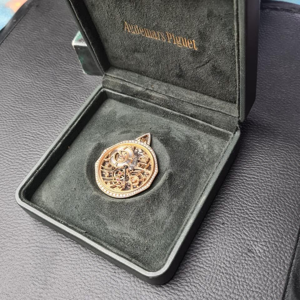 Audemars Piguetskelethon pocket watch rare diamonds and ruby