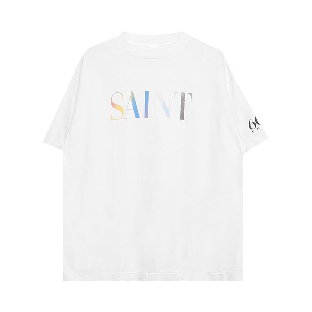 SAINT Mxxxxxx Rainbow Saint Shorts-Sleeve T-Shirt White