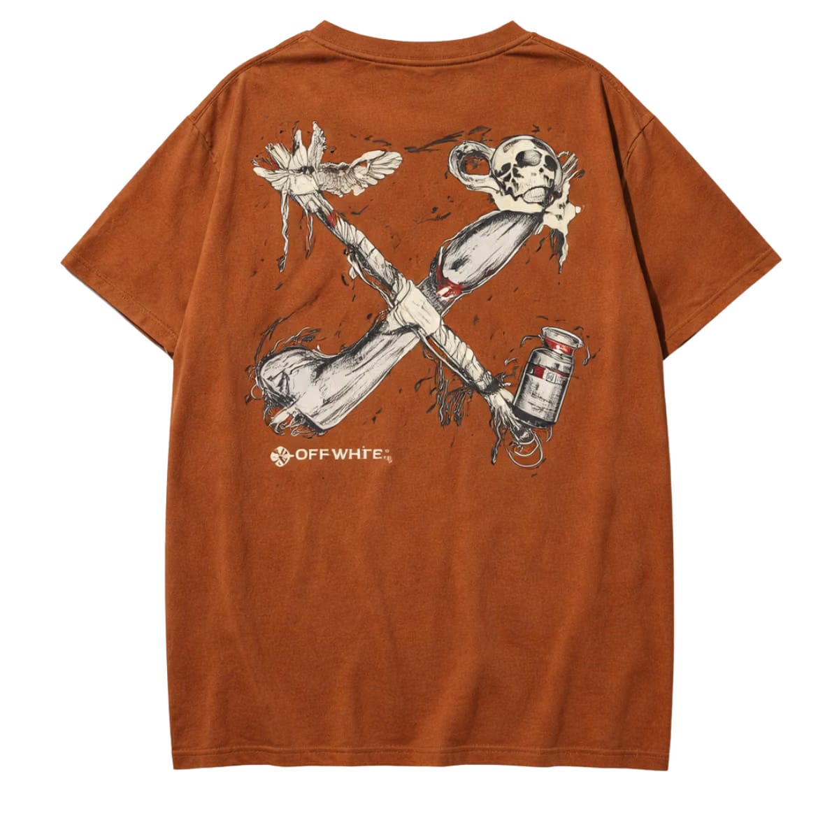 Off-White Graphic-Print Brown T-shirt