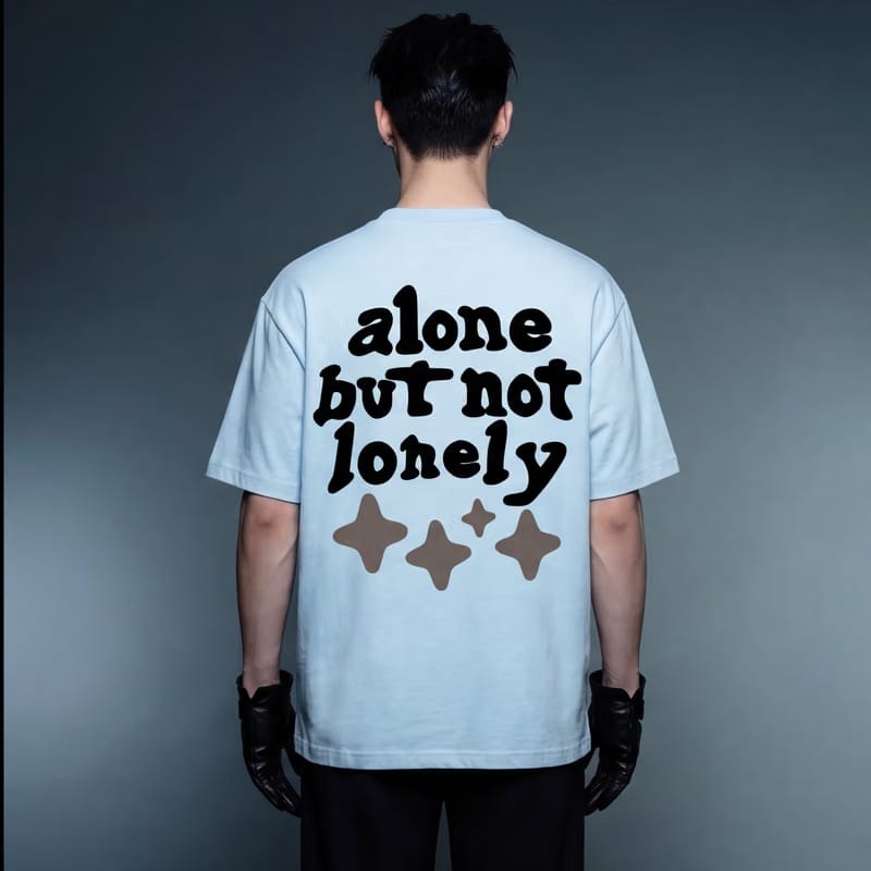Alone but Not Lonely Cream Ice Blue T-Shirt