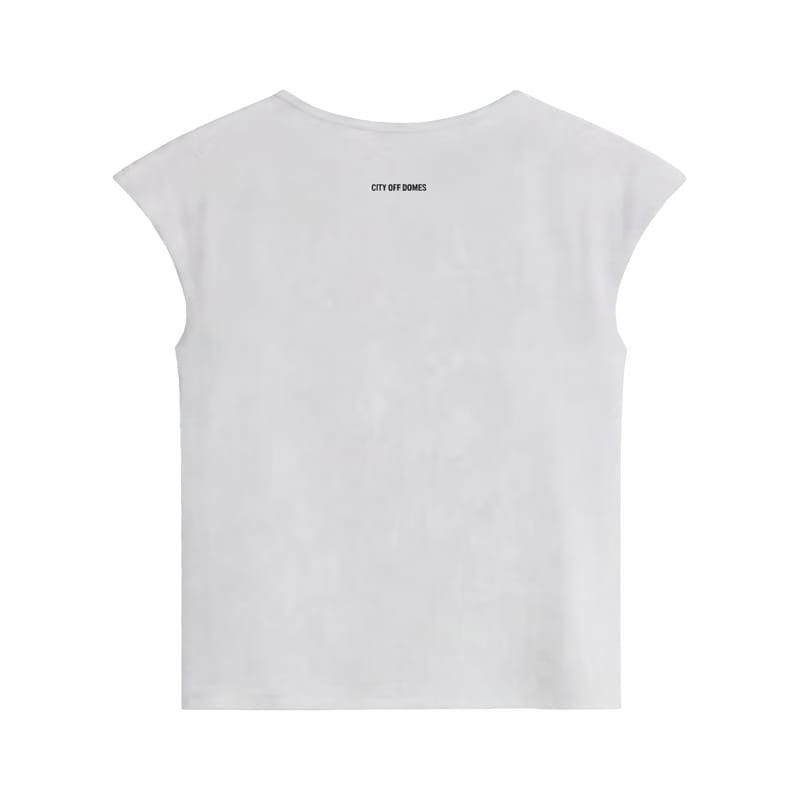 City Off Domes Black Bow White Tank Top