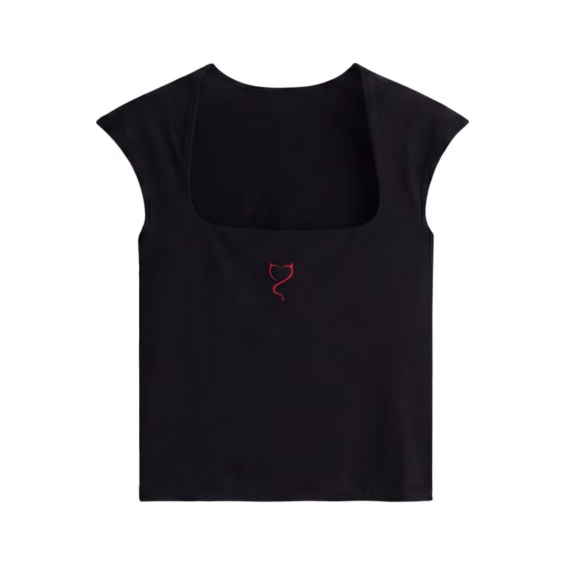 City Off Domes Devil Heart Black Tank Top