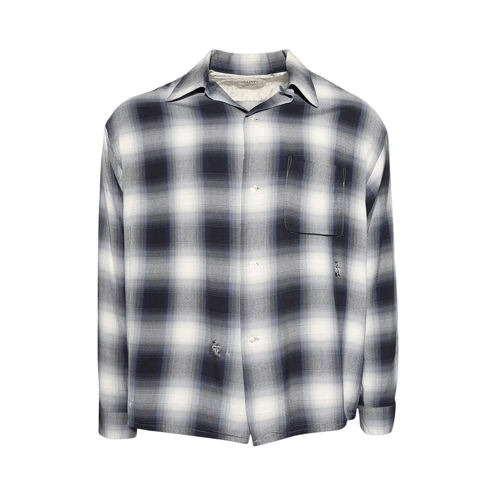 SAINT Mxxxxxx Check Long-Sleeve Shirt Navy