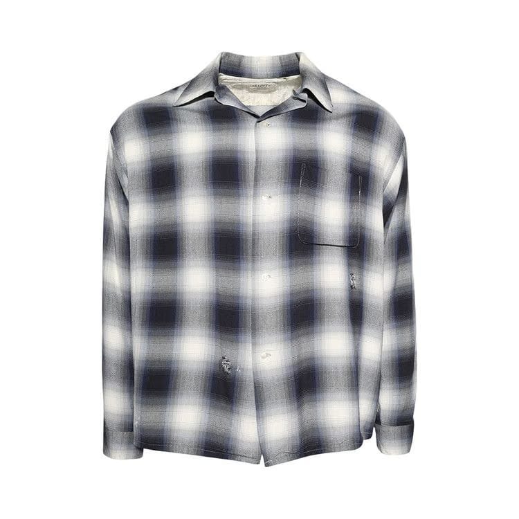 SAINT Mxxxxxx Check Long-Sleeve Shirt Navy