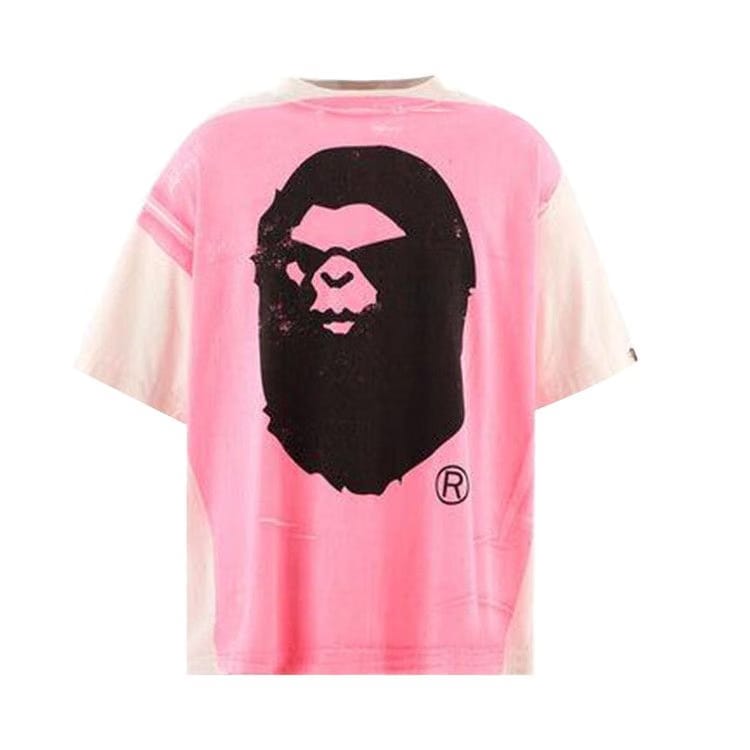 SAINT Mxxxxxx Handprint Bape Shorts Sleeve T-Shirt White/Pink