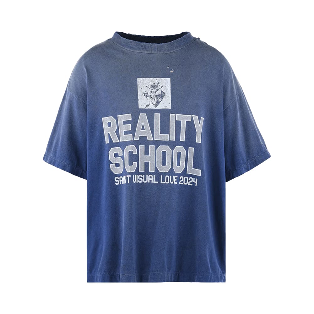 SAINT Mxxxxxx Reality School Shorts-Sleeve T-Shirt Navy