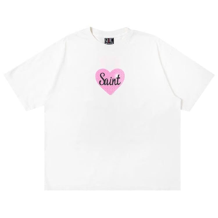 SAINT Mxxxxxx Heart Saint Shorts-Sleeve T-Shirt White
