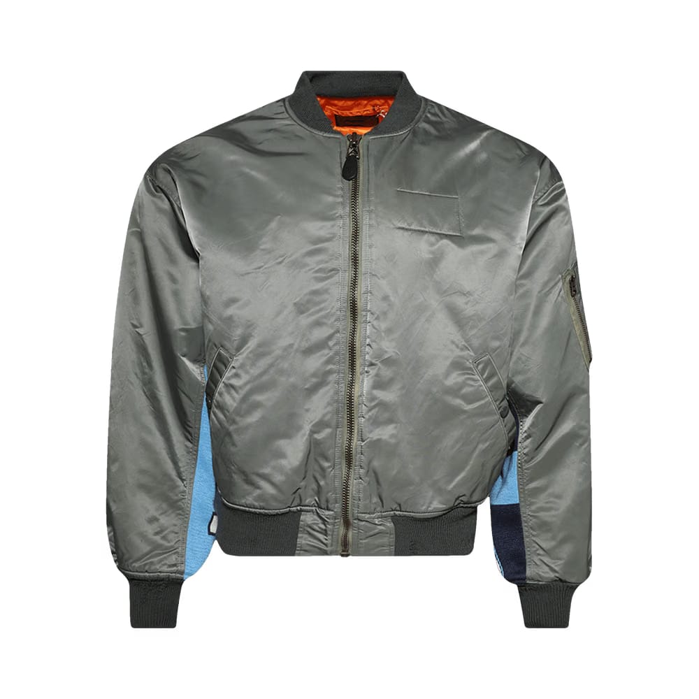 SAINT Mxxxxxx Contrasting Sleeves Bomber Jacket Khaki