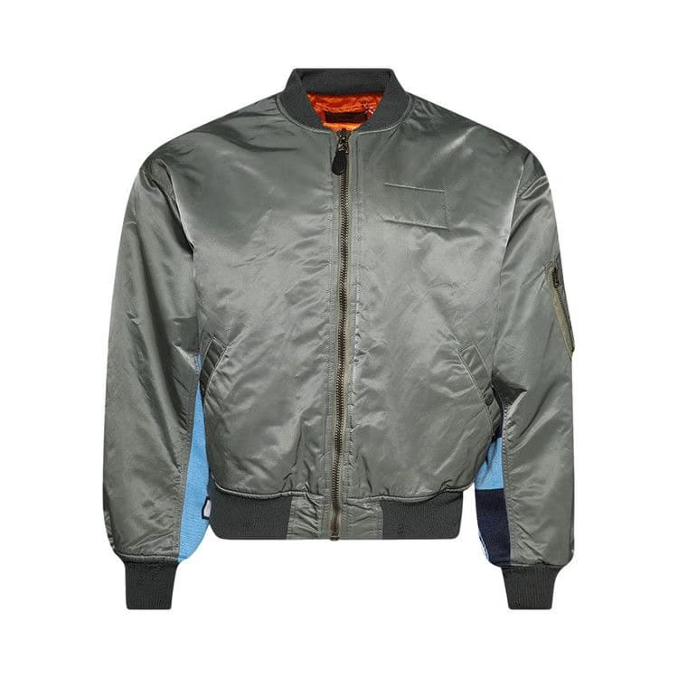 SAINT Mxxxxxx Contrasting Sleeves Bomber Jacket Khaki
