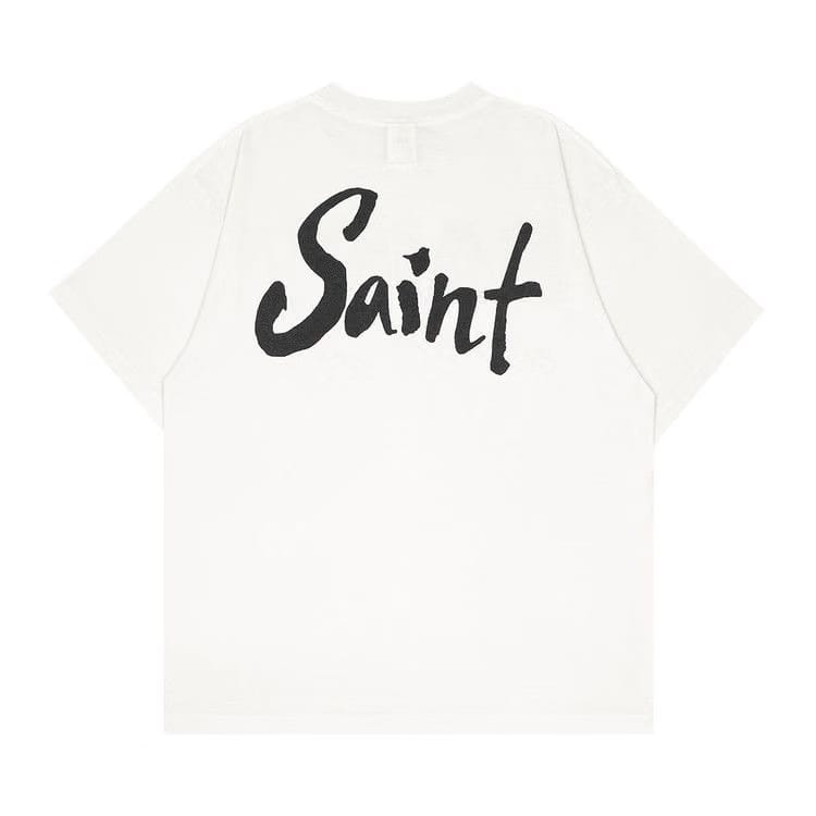 SAINT Mxxxxxx Shorts-Sleeve Super Dirty T-Shirt White
