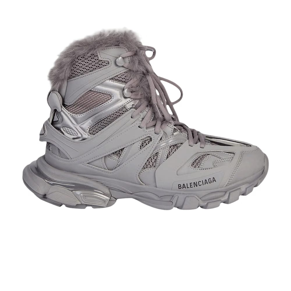 Balenciaga Track Hike Boots Faux Fur Grey