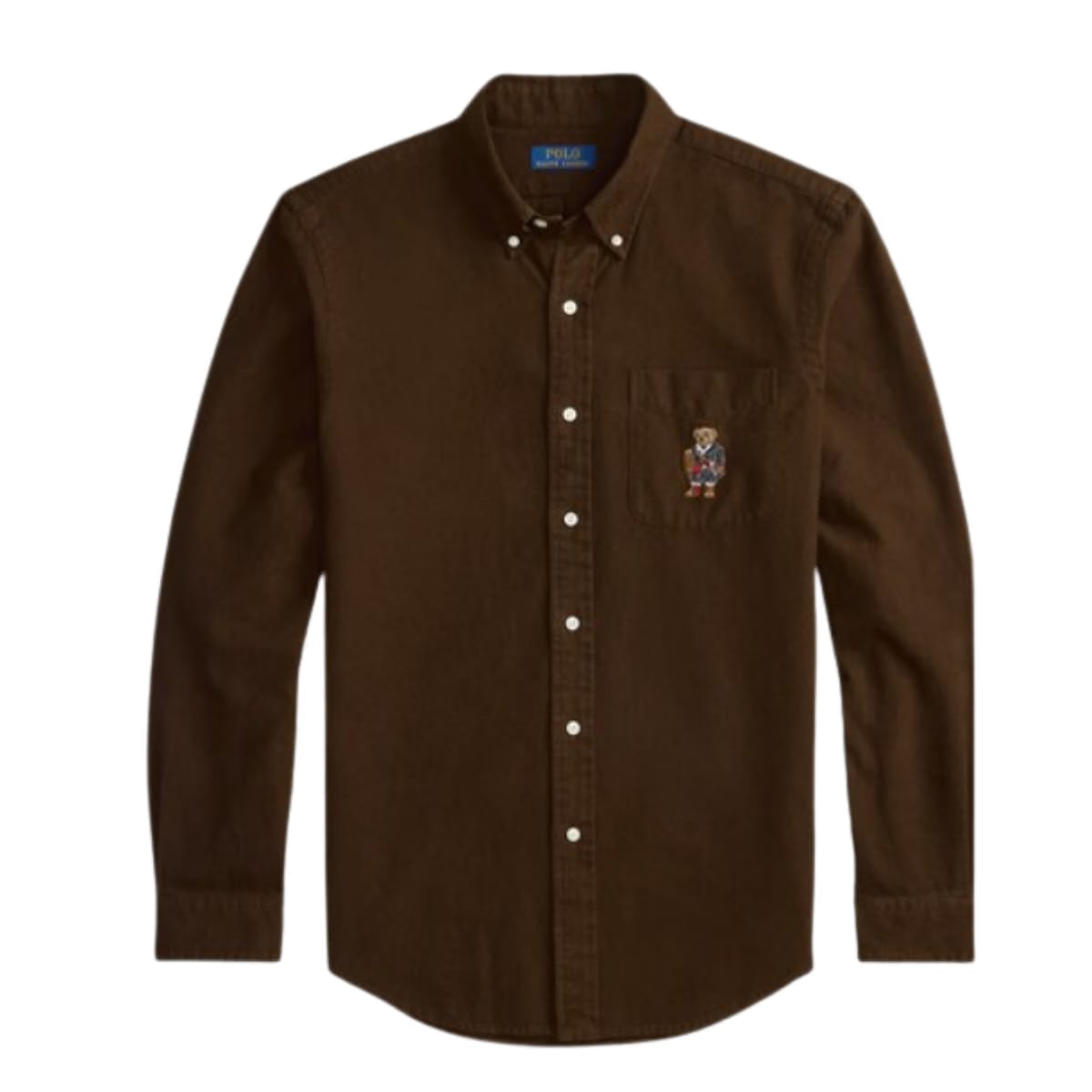 Polo Ralph Lauren Men Brown Polo Bear Custom-Fit Oxford Shirt
