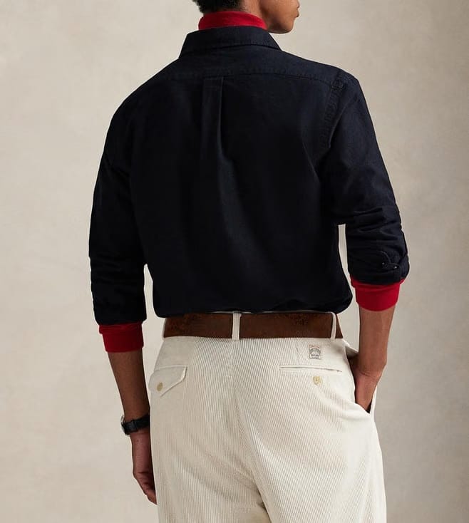 Polo Ralph Lauren Men NAVY HEATHER Polo Bear Custom-Fit Oxford Shirt