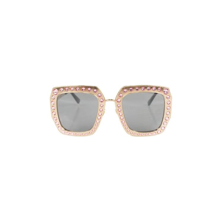 Gucci Crystal Encrusted Oversized Square Frame Sunglasses Gold/Rose