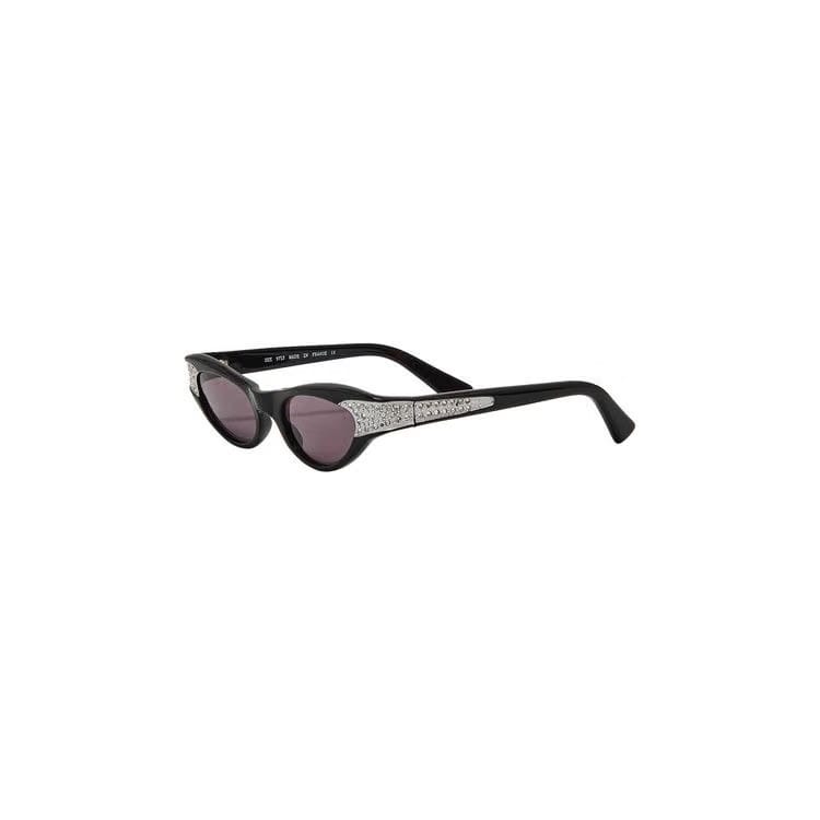 Vintage Crystal Studded Cat Eye Sunglasses Black