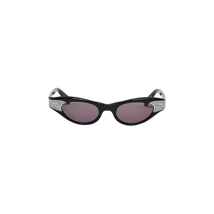 Vintage Crystal Studded Cat Eye Sunglasses Black
