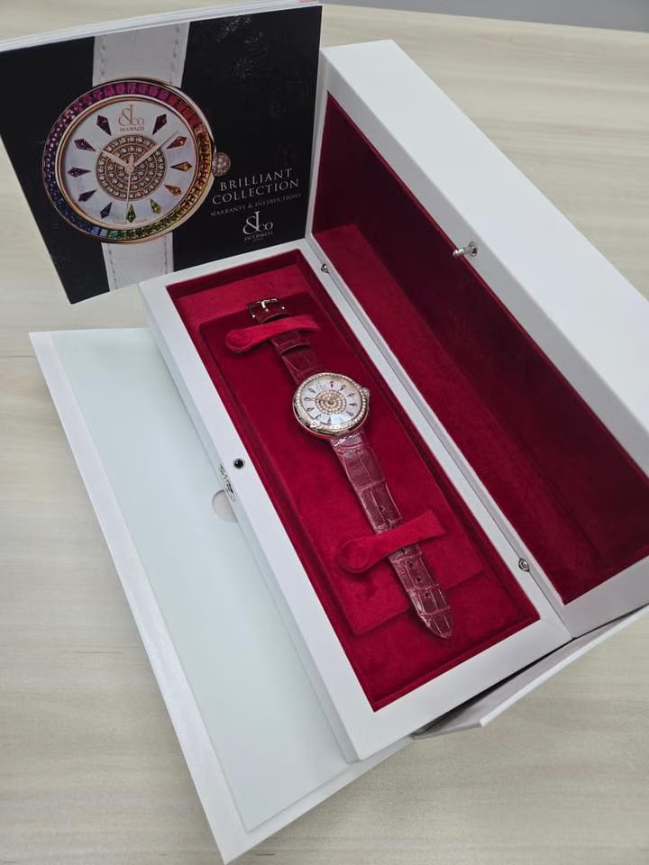 Jacob & Co.38 MM Brilliant Collection Diamond Pink Sapphire Rose Gold