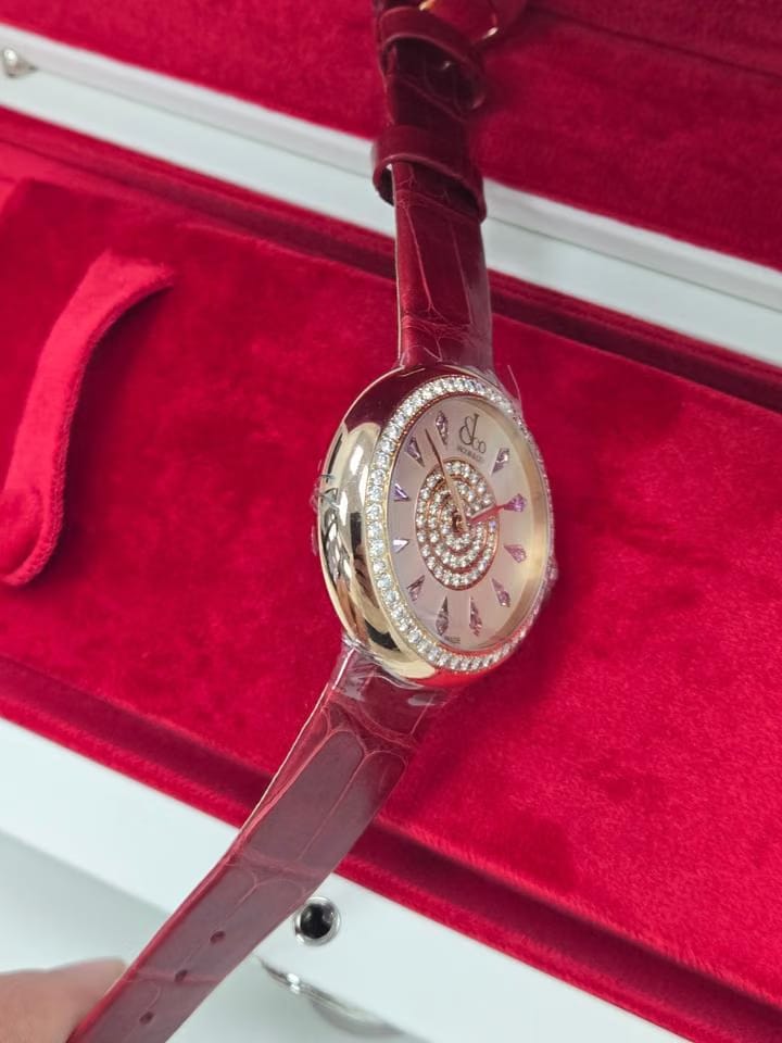 Jacob & Co.38 MM Brilliant Collection Diamond Pink Sapphire Rose Gold