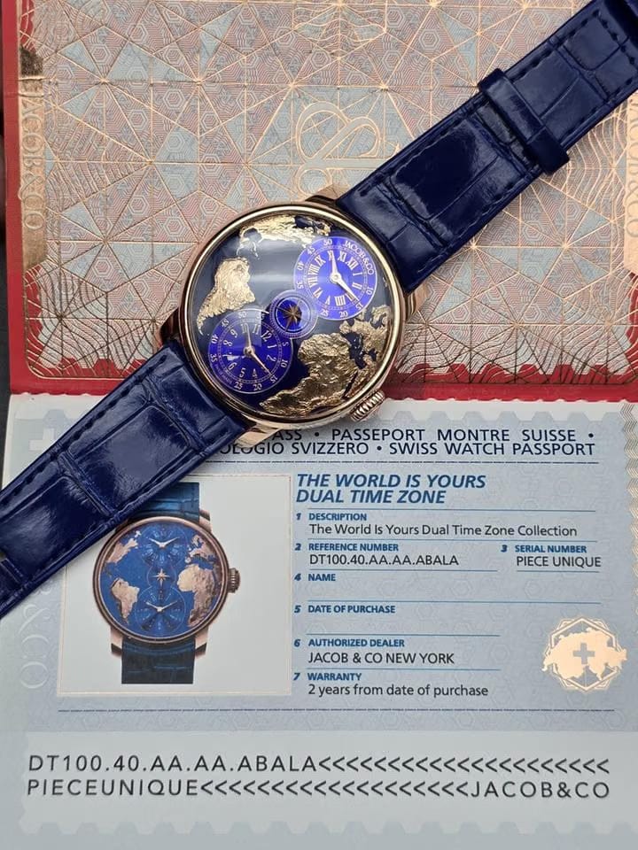 Jacob & Co.The World Is Yours 'PIECE UNIQUE' DT100.40.AA.AE.A Dual Time Zone 43mm Unworn/New Condition Full Set 2024 VAT Included