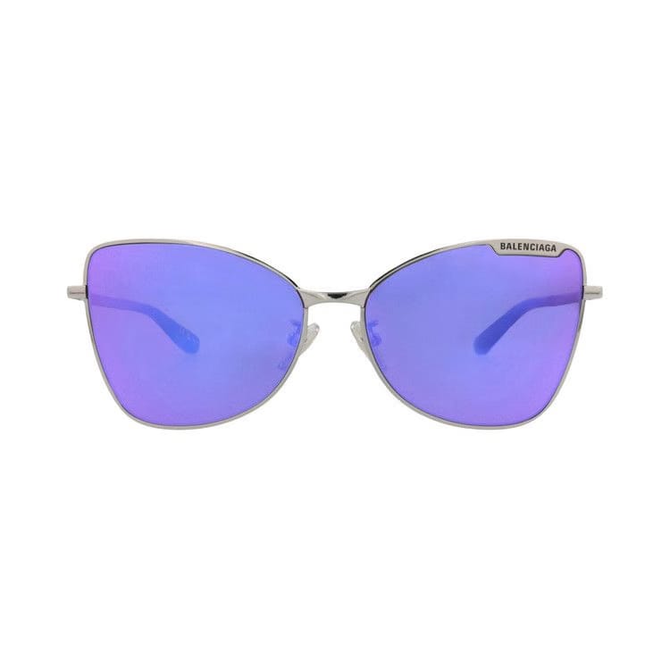 Balenciaga Cat Eye-Frame Metal Sunglasses Ruthenium Violet