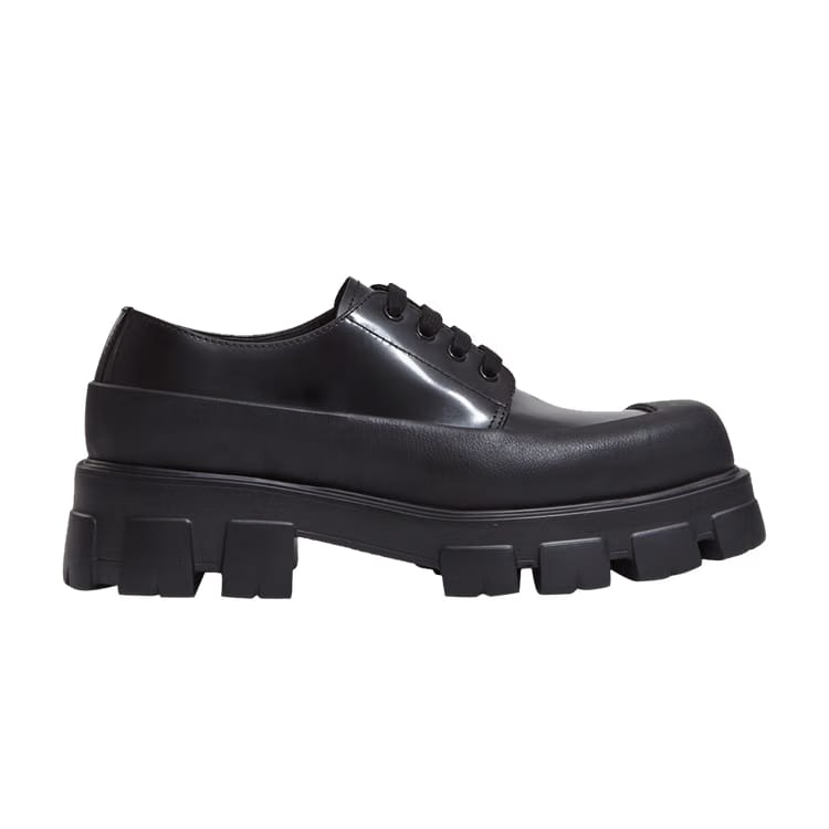 Prada Monolith Brushed Leather Lace-up Black