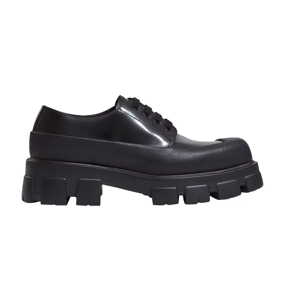 Prada Monolith Brushed Leather Lace-up Black