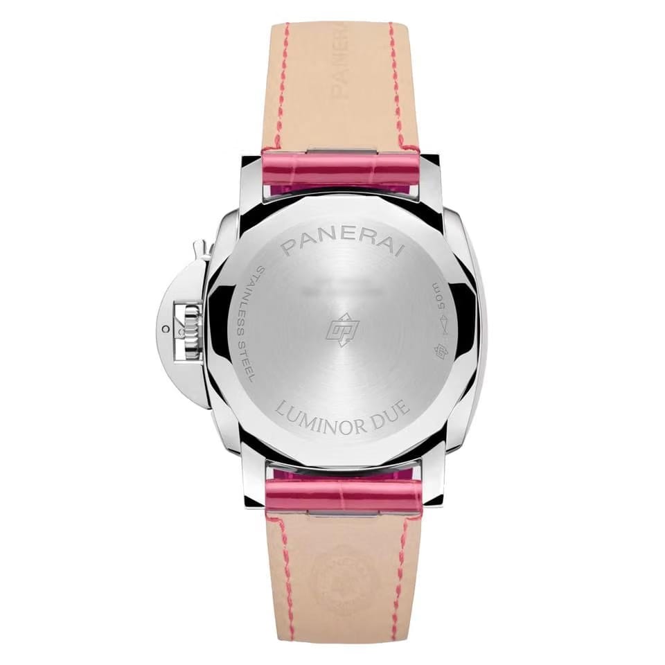 Panerai Luminor Due Luna PAM01557 pam01180 pink 38mm White Dial Stainless Steel Leather Strap