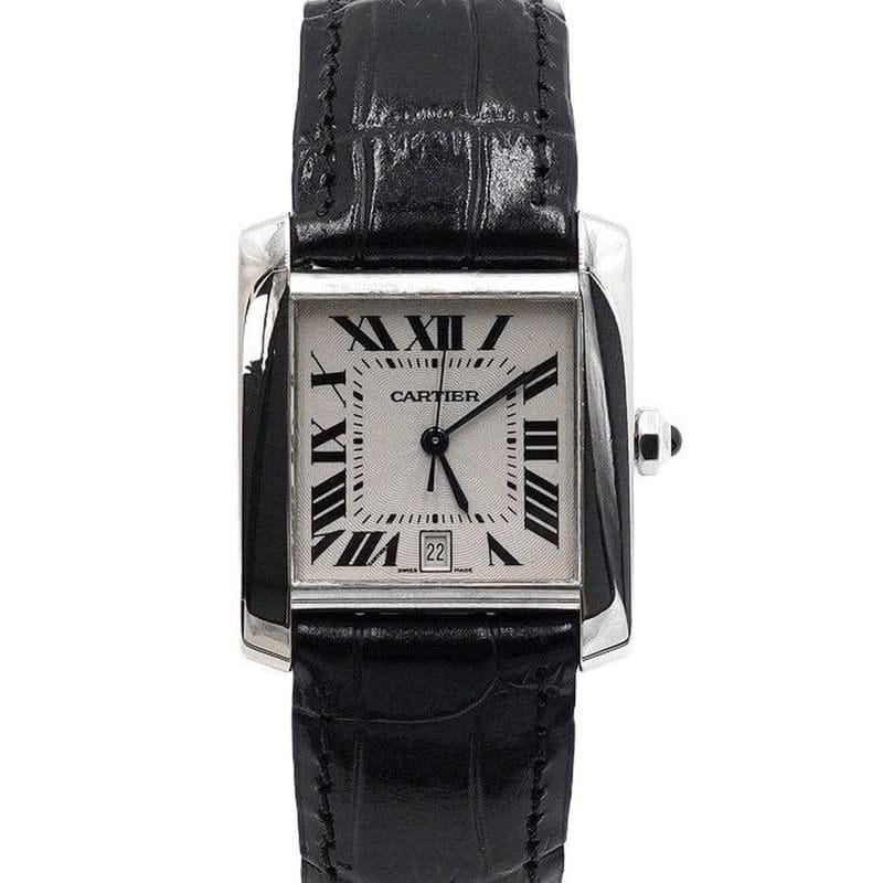 Cartier Tank Française18 K White Gold Tank Française Large Leather Band Men's Watch W5001156 AA58435