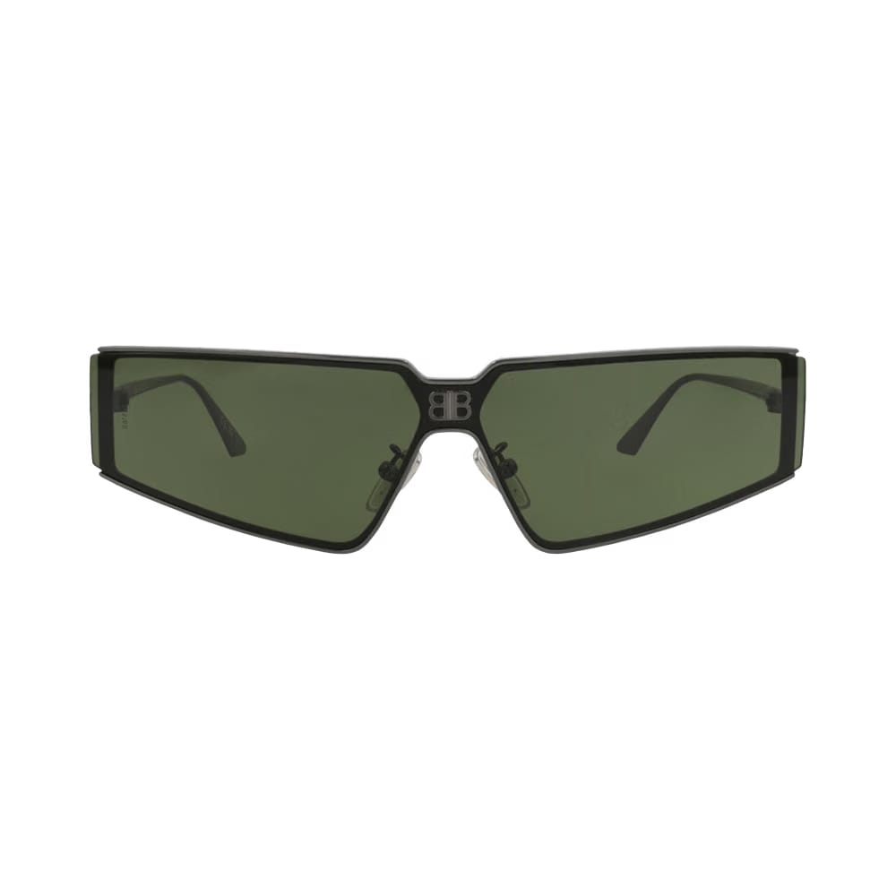 Balenciaga Square-Frame Metal Sunglasses Ruthenium Green