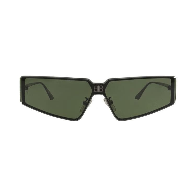 Balenciaga Square-Frame Metal Sunglasses Ruthenium Green
