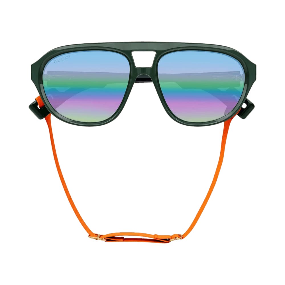 Gucci Aviator Style Sunglasses Green/Grey