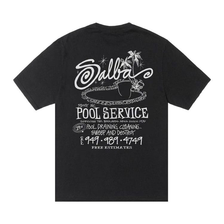 Stussy Pool Service T-Shirt Pigment Dyed Black