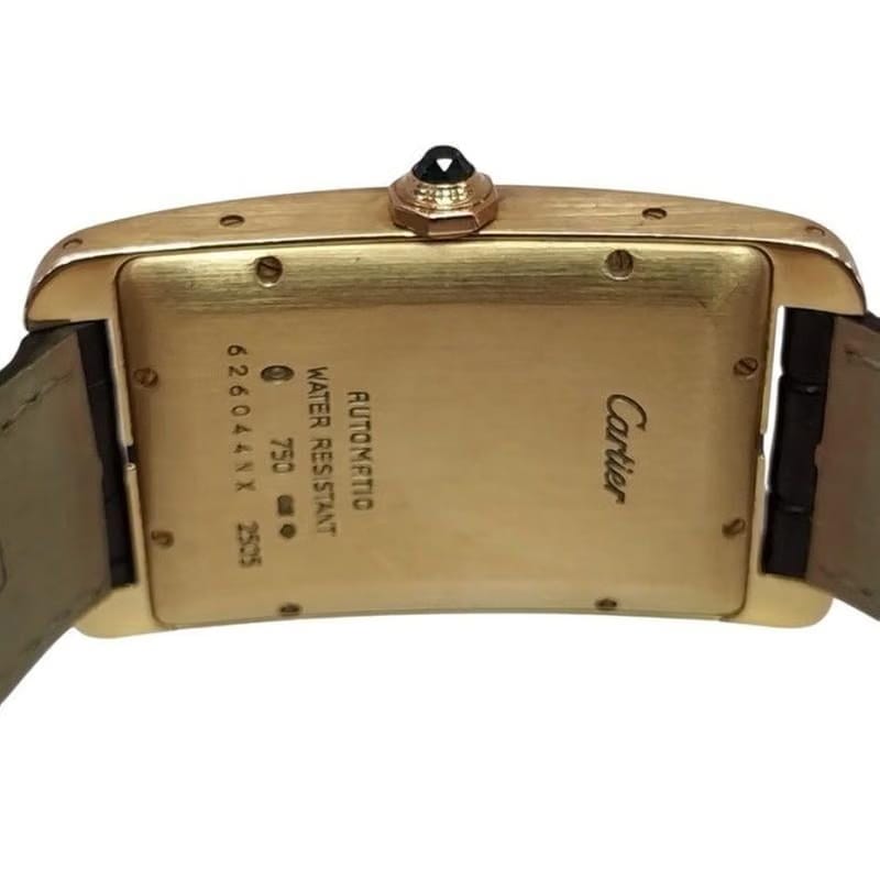 Cartier Tank Américaine Large America Gold Leather 18 K Rose Gold Unisex Watch Automatic