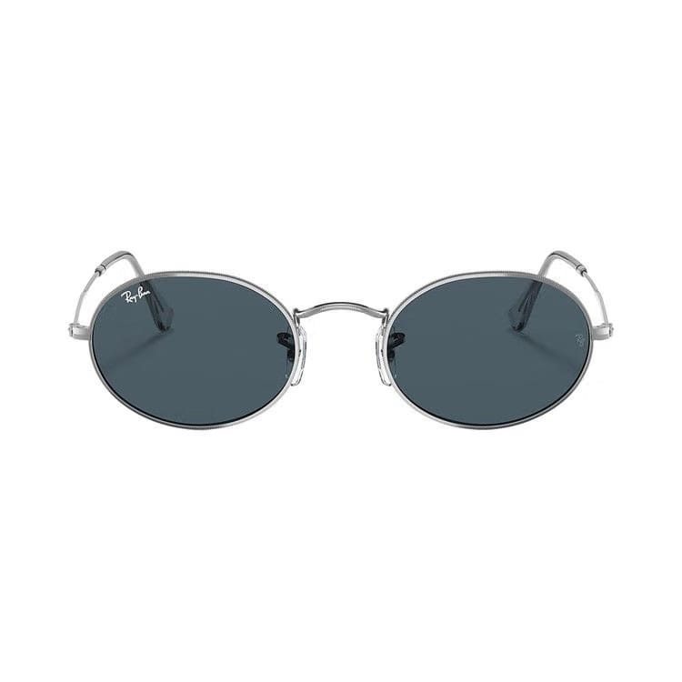 Ray-Ban Oval Metal Sunglasses Silver/Blue