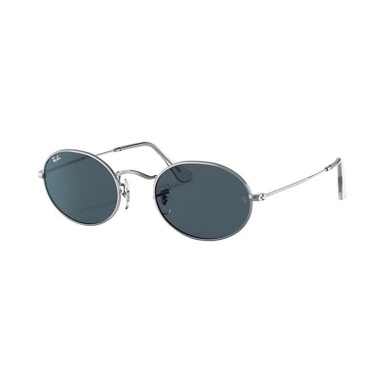 Ray-Ban Oval Metal Sunglasses Silver/Blue
