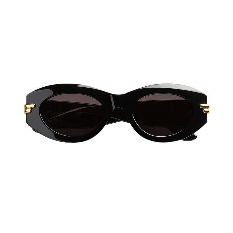 Bottega Veneta Mitre Oval Sunglasses Black/Grey