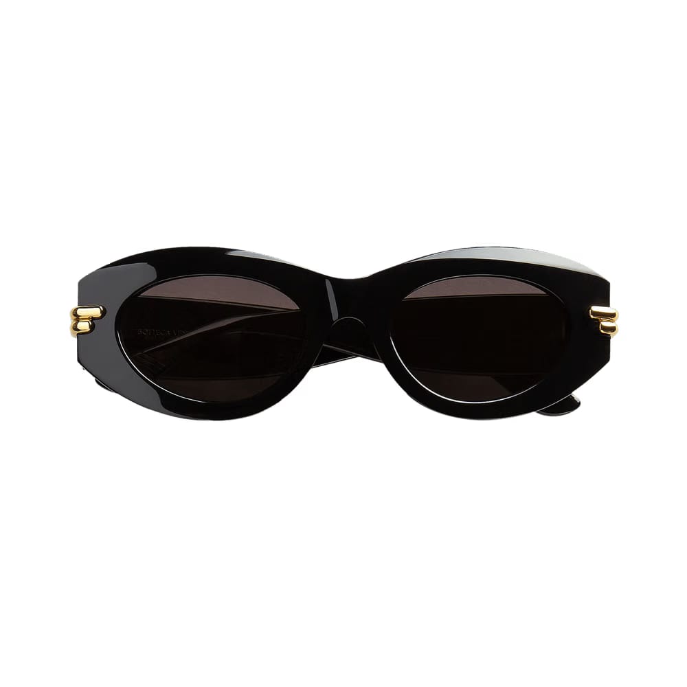 Bottega Veneta Mitre Oval Sunglasses Black/Grey