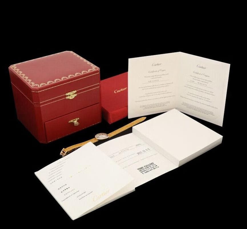 Cartier WB520004 Benoit Rose Gold Diamond-Bezel Leather Band Quartz Small 23.5 MM
