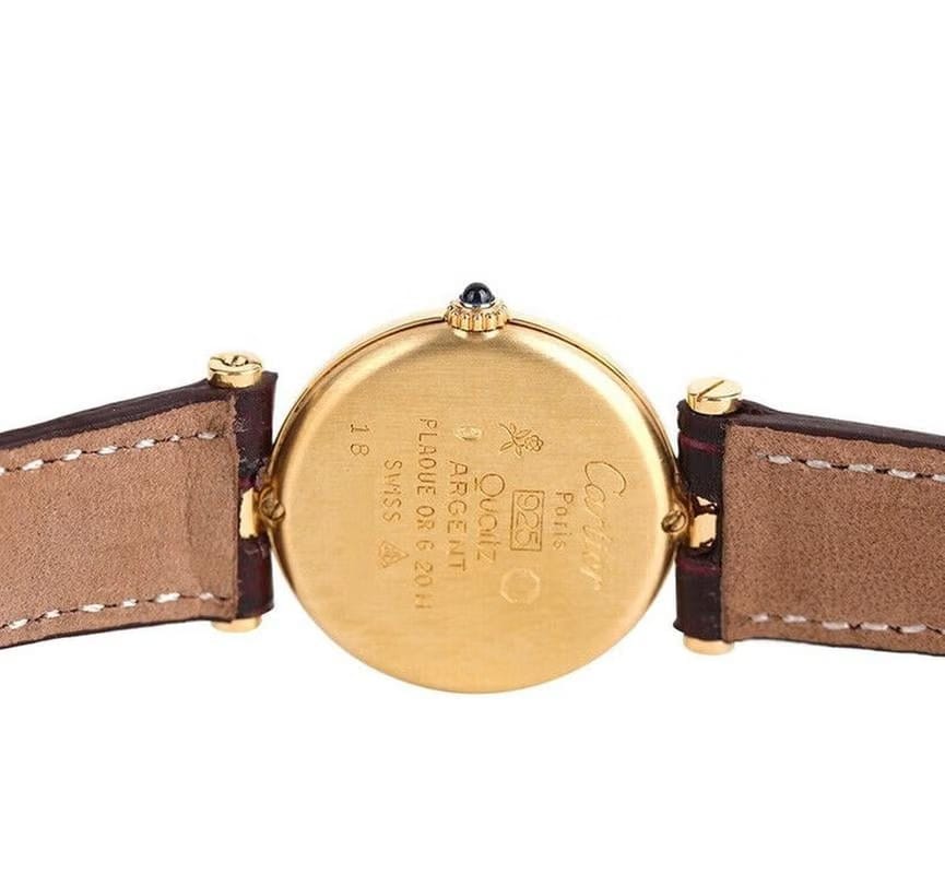 Cartier Round Burgundy Pin Buckle 24 MM Original Dial 7227108130