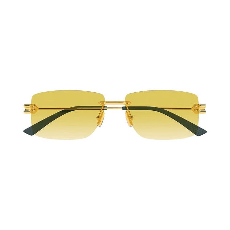 Bottega Veneta Rectangular Sunglasses Gold/Yellow