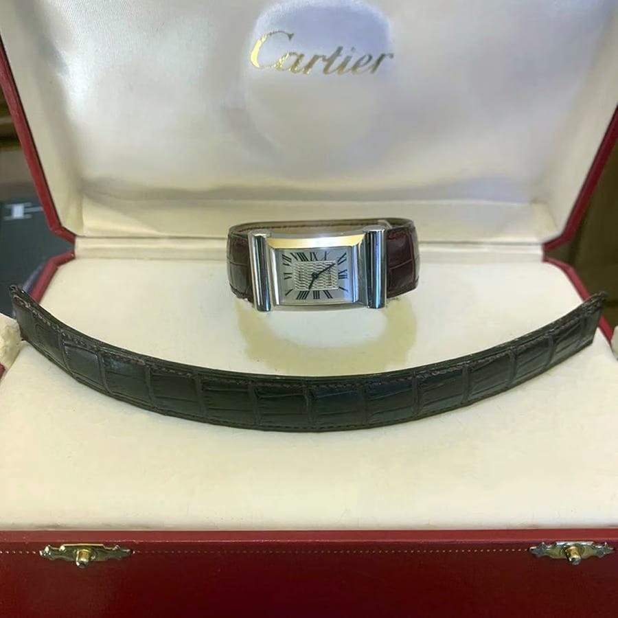 Cartier Driver's Limited Edition Privee Collection 150 pezzi oro bianco 18k Meccanico 2 cinturini in alligatore di dimensione diversa