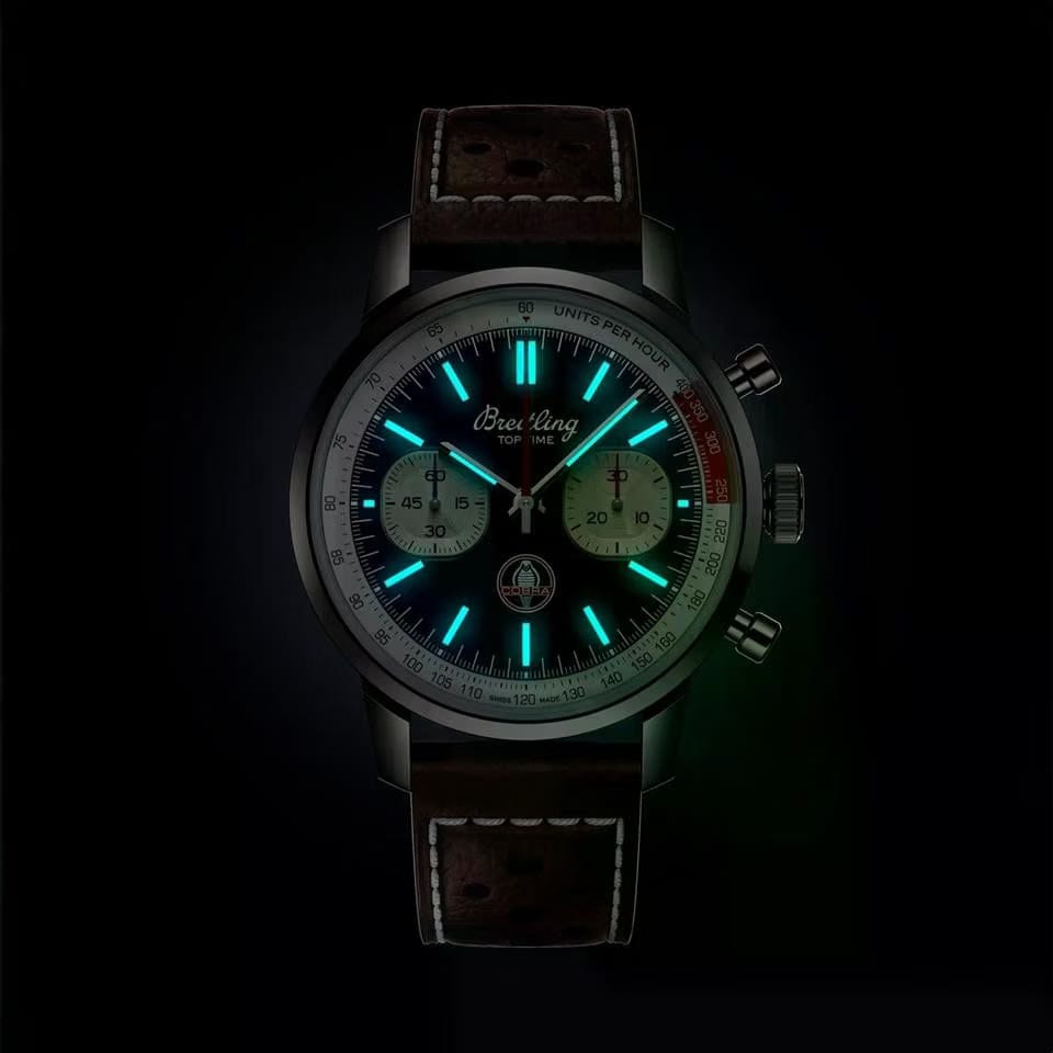 Breitling Top Time B01 Shelby Cobra Blue Dial Leather Band AB01763 A1 C1 X1 1/4 second 30 minutes
