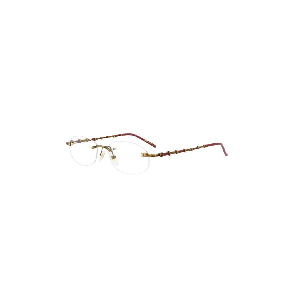 Gucci Oval Metal Eyeglasses Gold/Red/Transparent