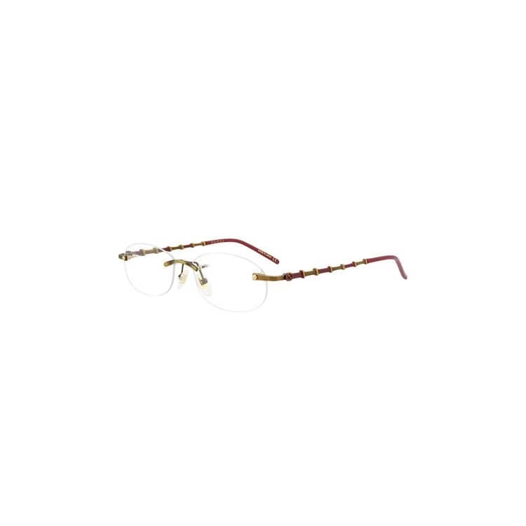 Gucci Oval Metal Eyeglasses Gold/Red/Transparent